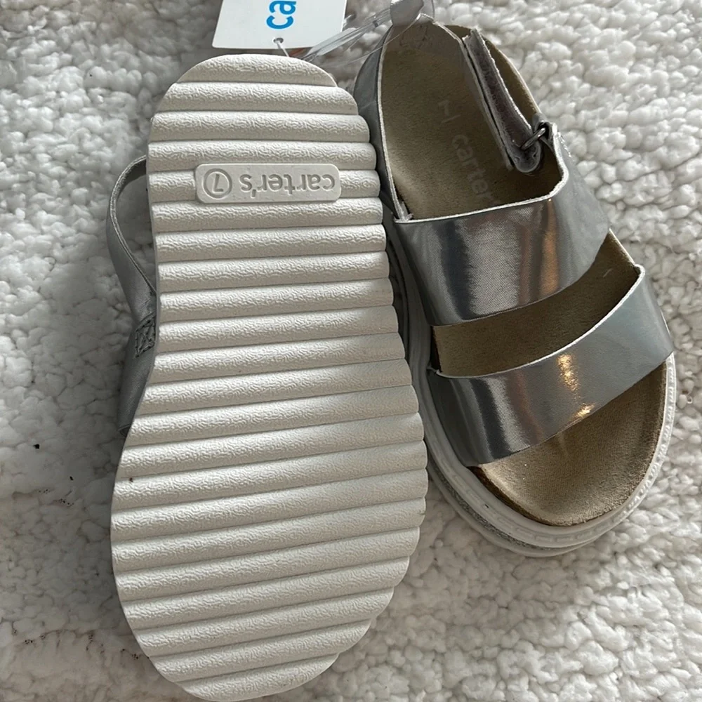 CARTER'S Carlyle Silver Metallic Toddler Girls Sandals size 7 NWT